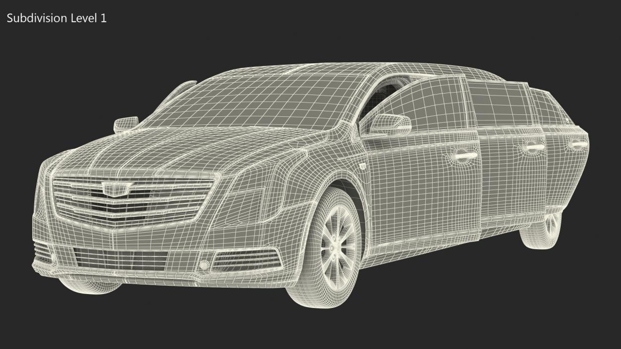 Cadillac Six Door Limousine Rigged 3D model