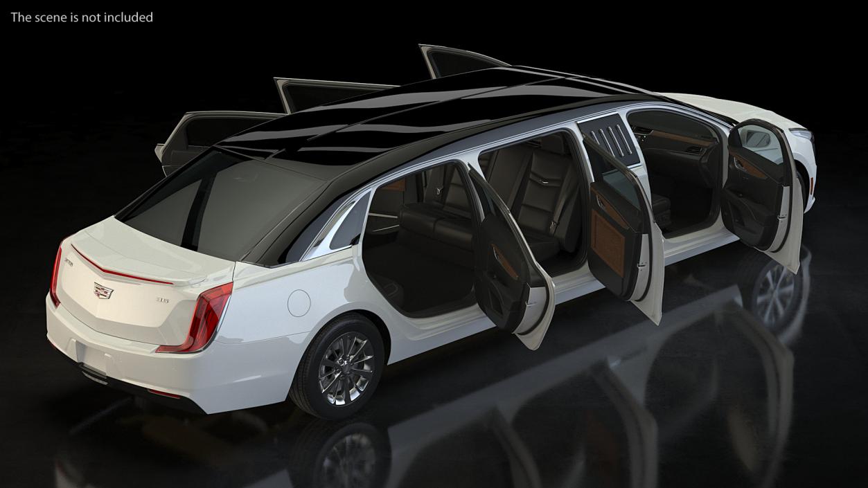 Cadillac Six Door Limousine Rigged 3D model