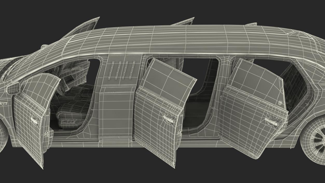 Cadillac Six Door Limousine Rigged 3D model