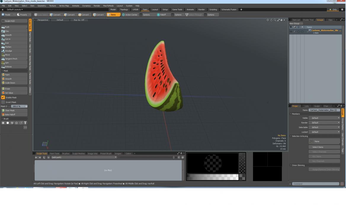 Cartoon Watermelon Slice 3D model