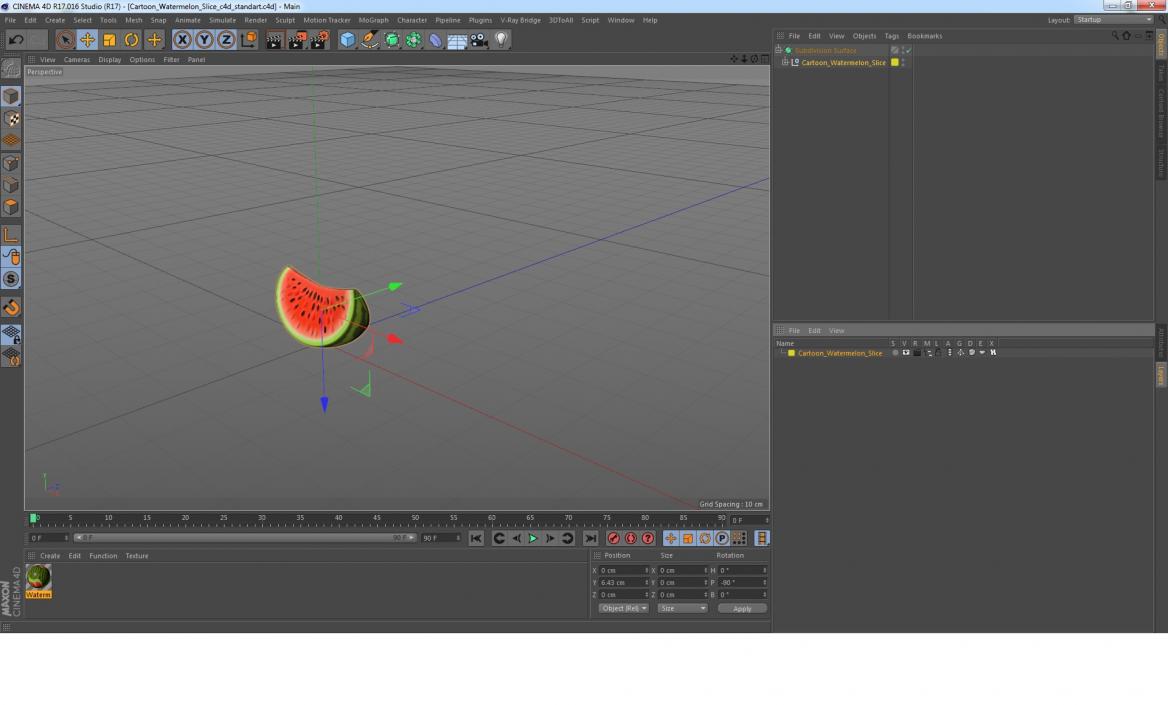 Cartoon Watermelon Slice 3D model