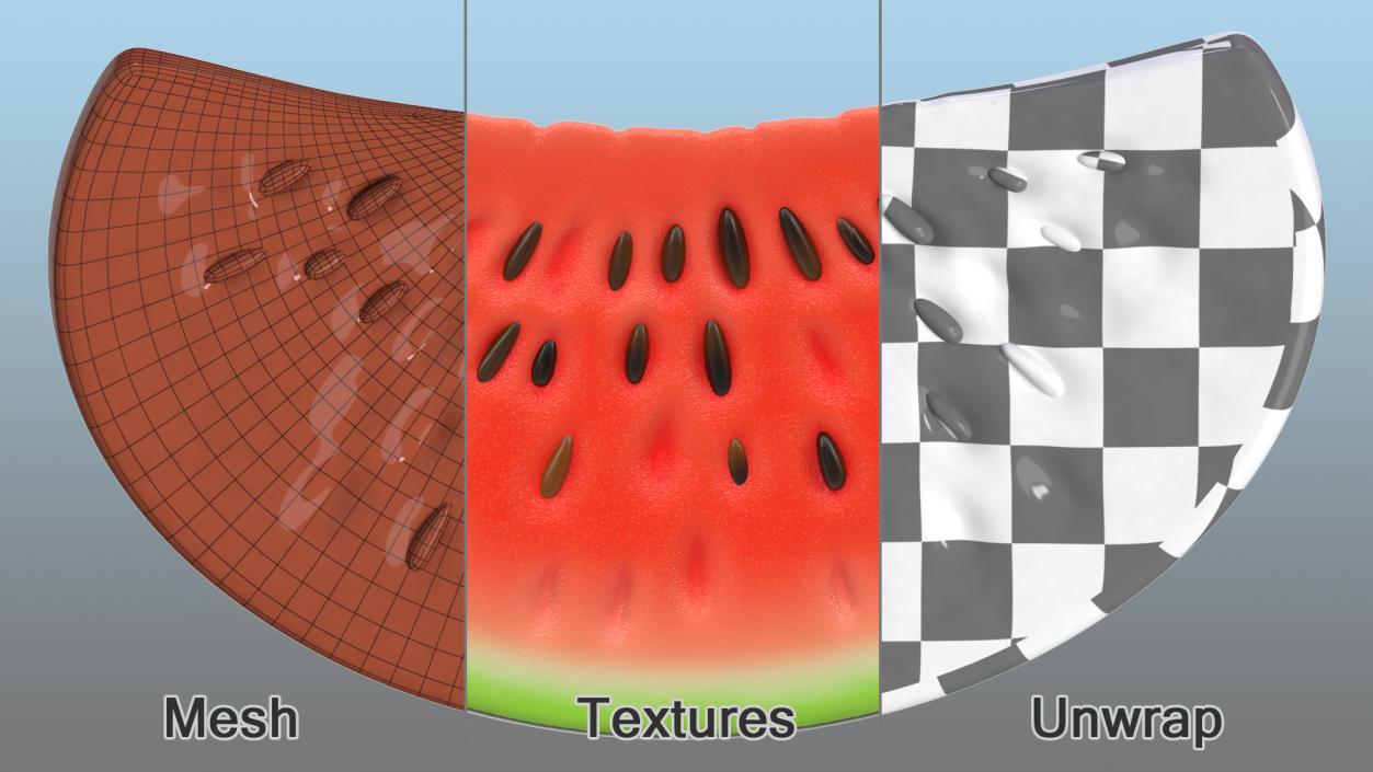 Cartoon Watermelon Slice 3D model