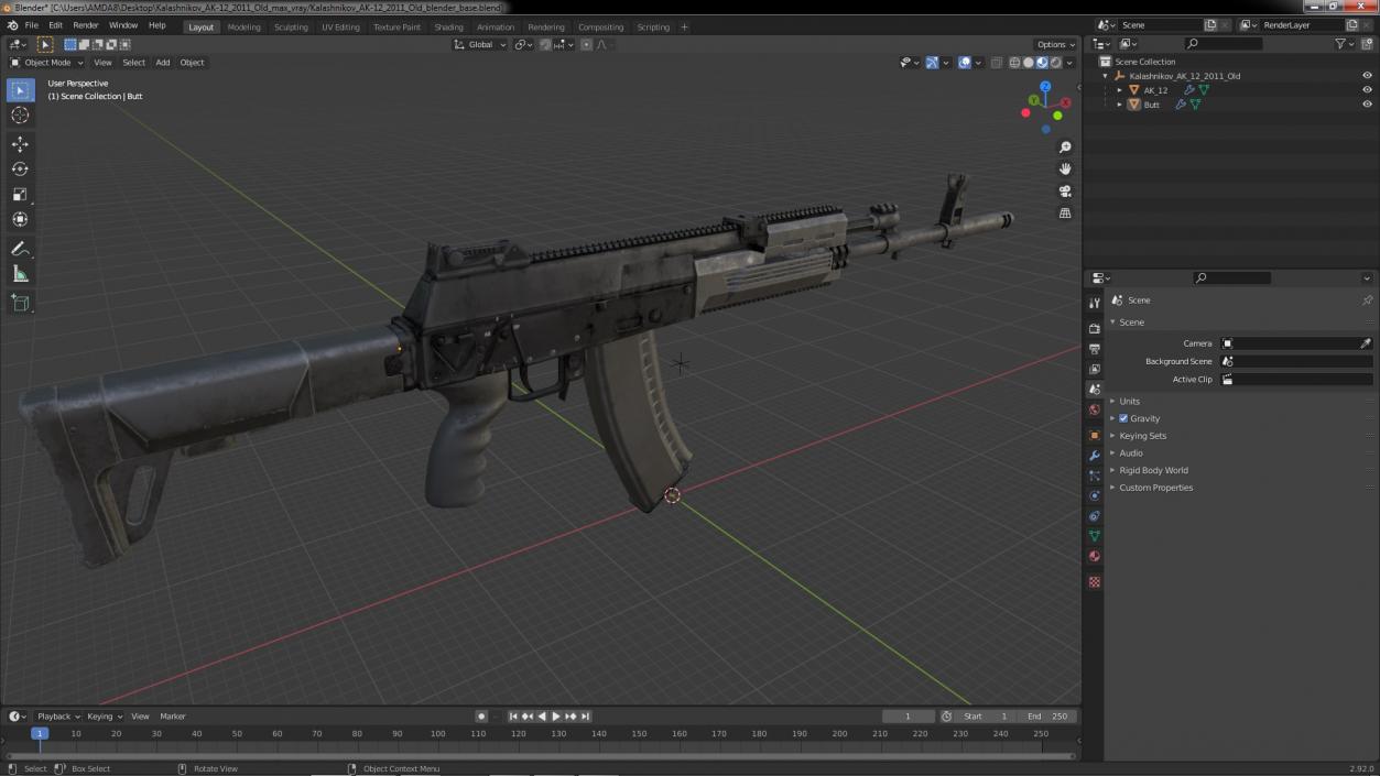 3D Kalashnikov AK-12 2011 Old