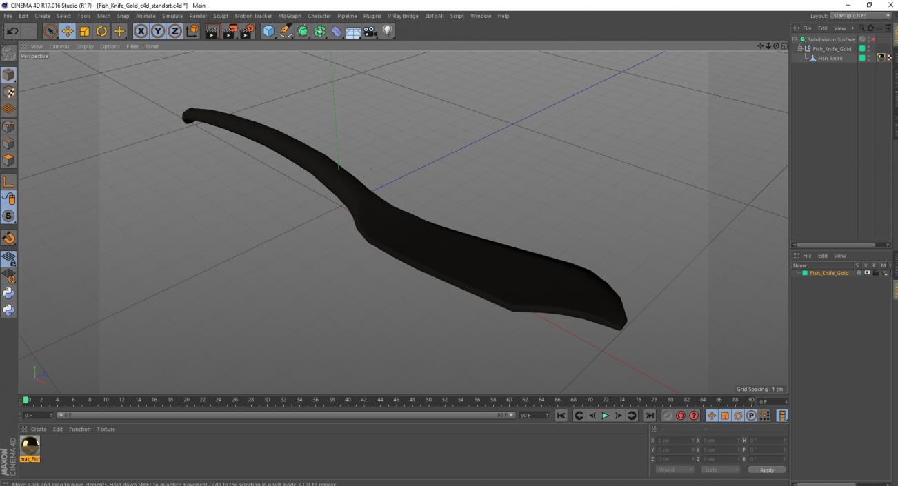 3D model Fish Knife Gold