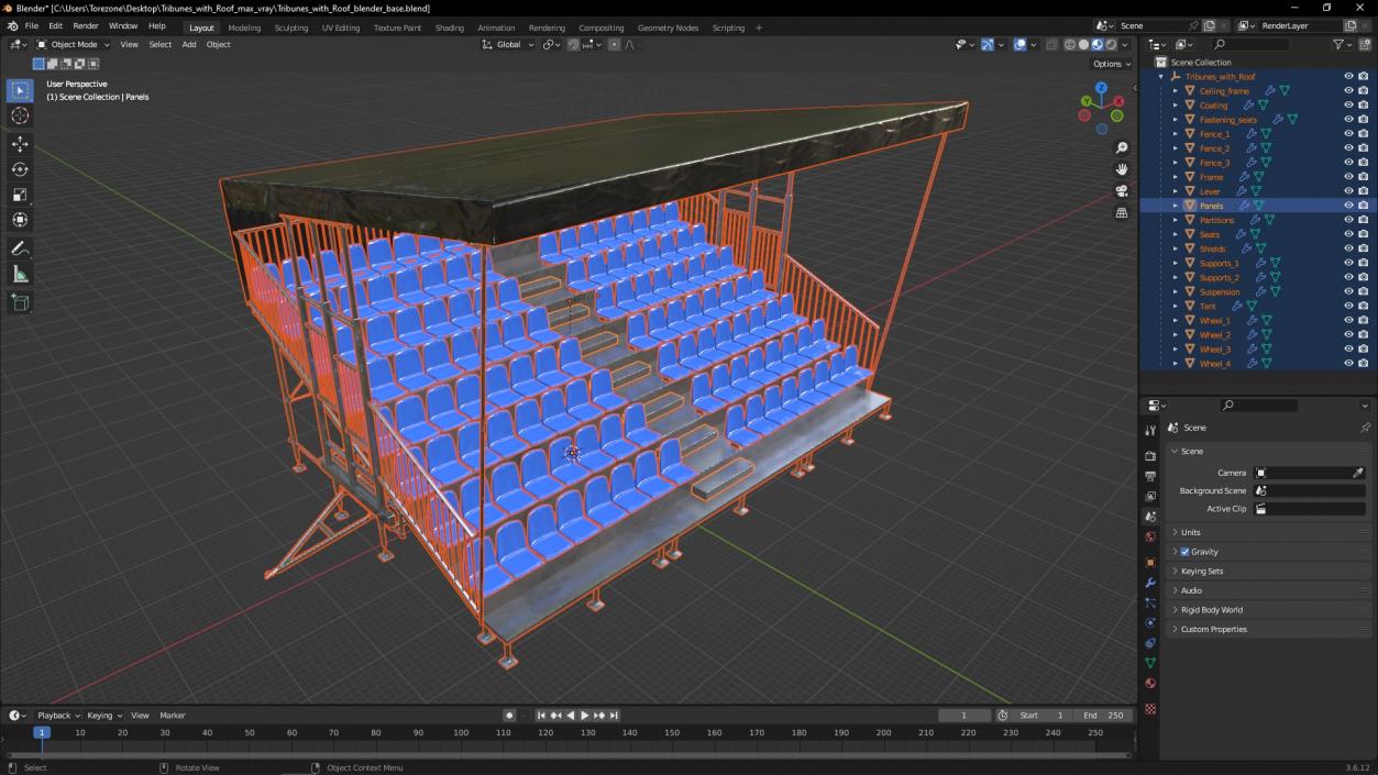 3D model Tribunes with Roof 3