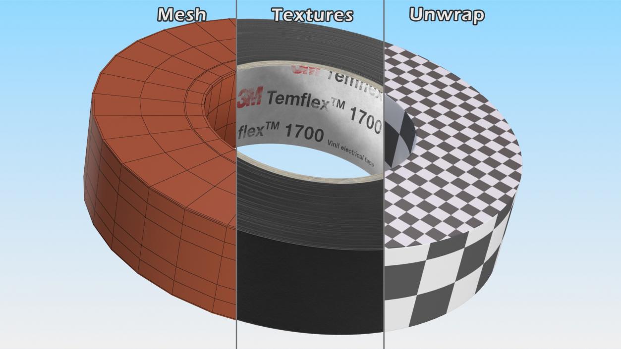 3D Temflex 3M Vinyl Electrical Tape Black model