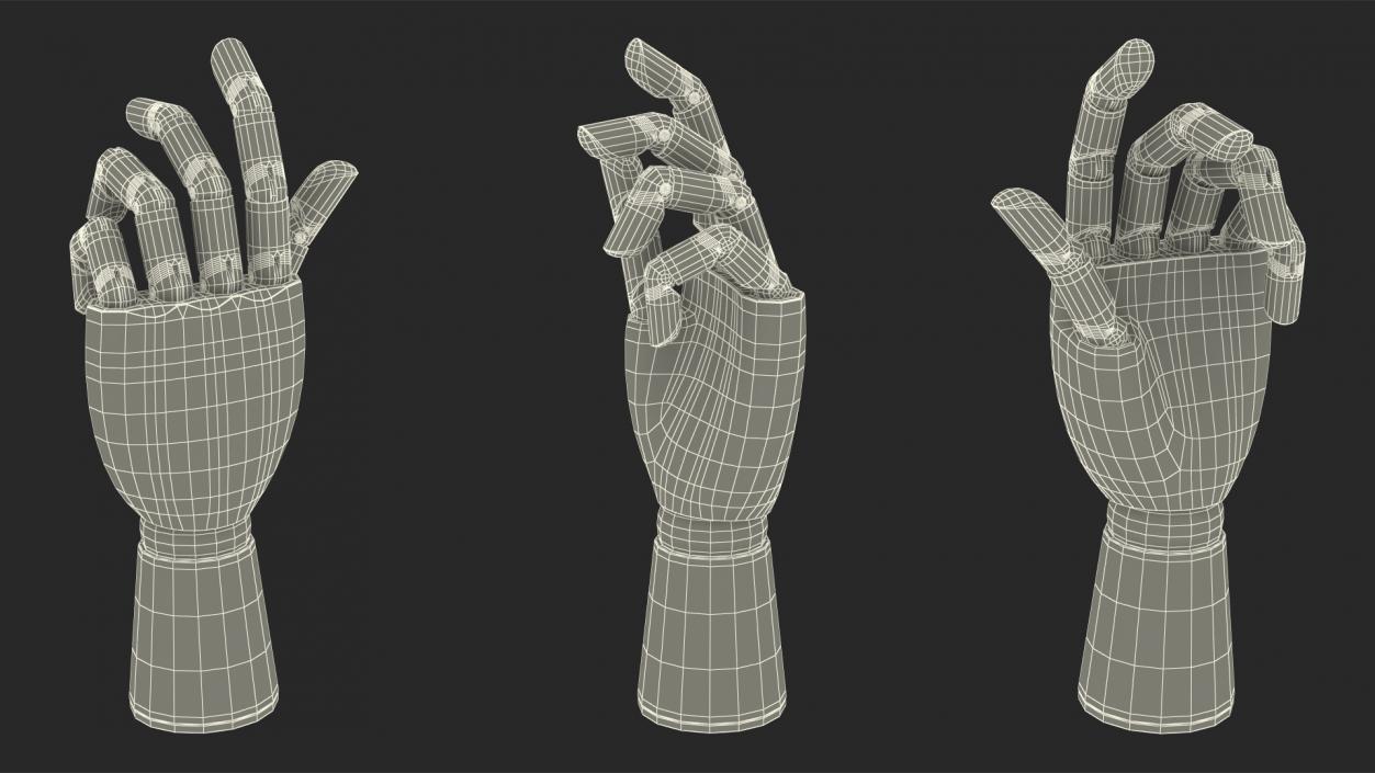 3D Drawing Hand Model Dark Wood Relaxed Pose