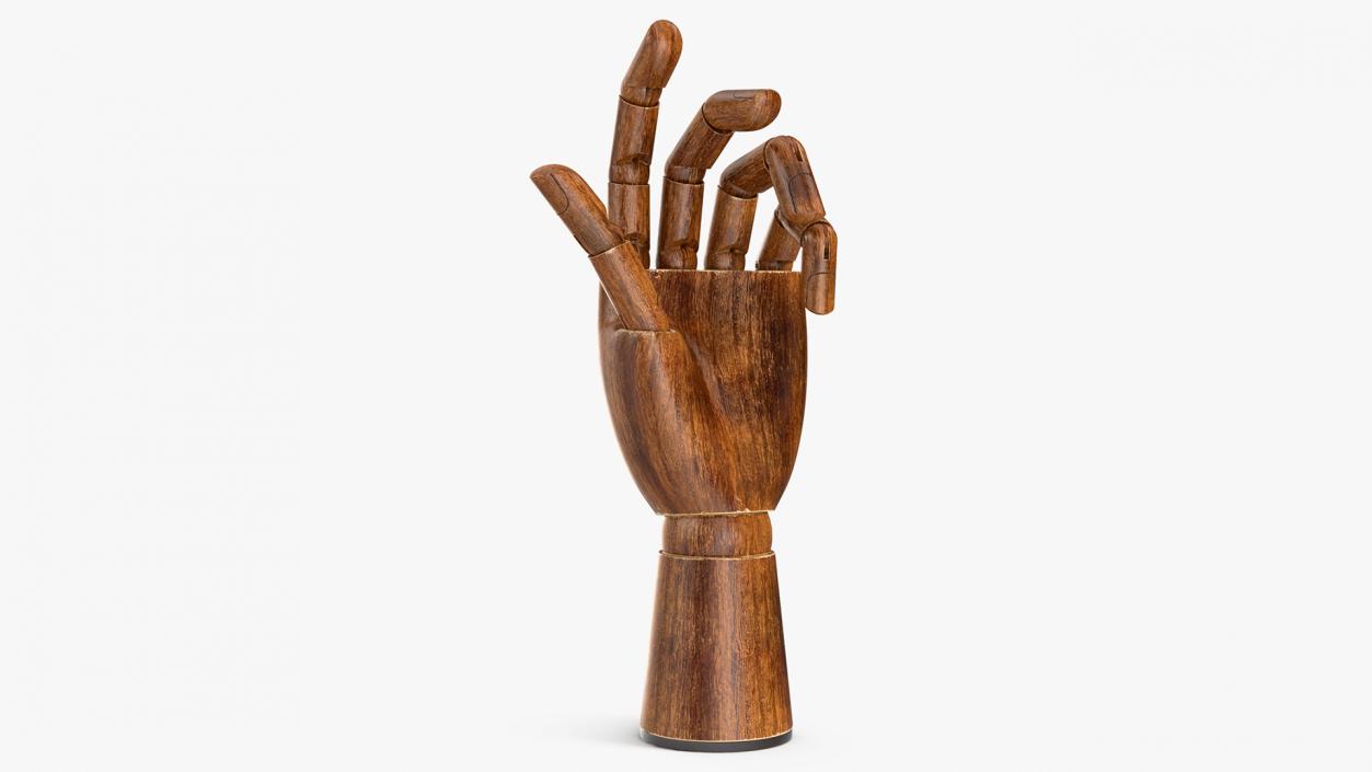 3D Drawing Hand Model Dark Wood Relaxed Pose