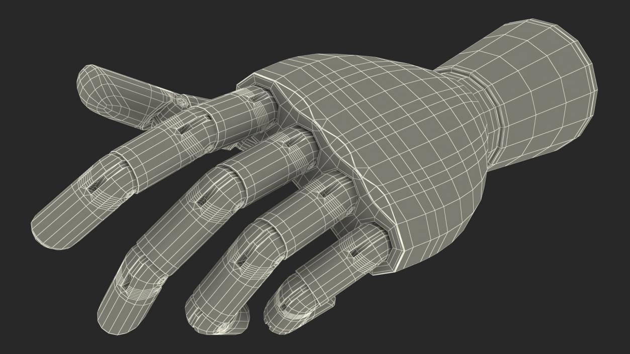 3D Drawing Hand Model Dark Wood Relaxed Pose