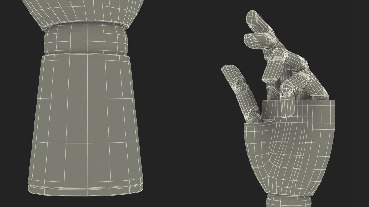 3D Drawing Hand Model Dark Wood Relaxed Pose