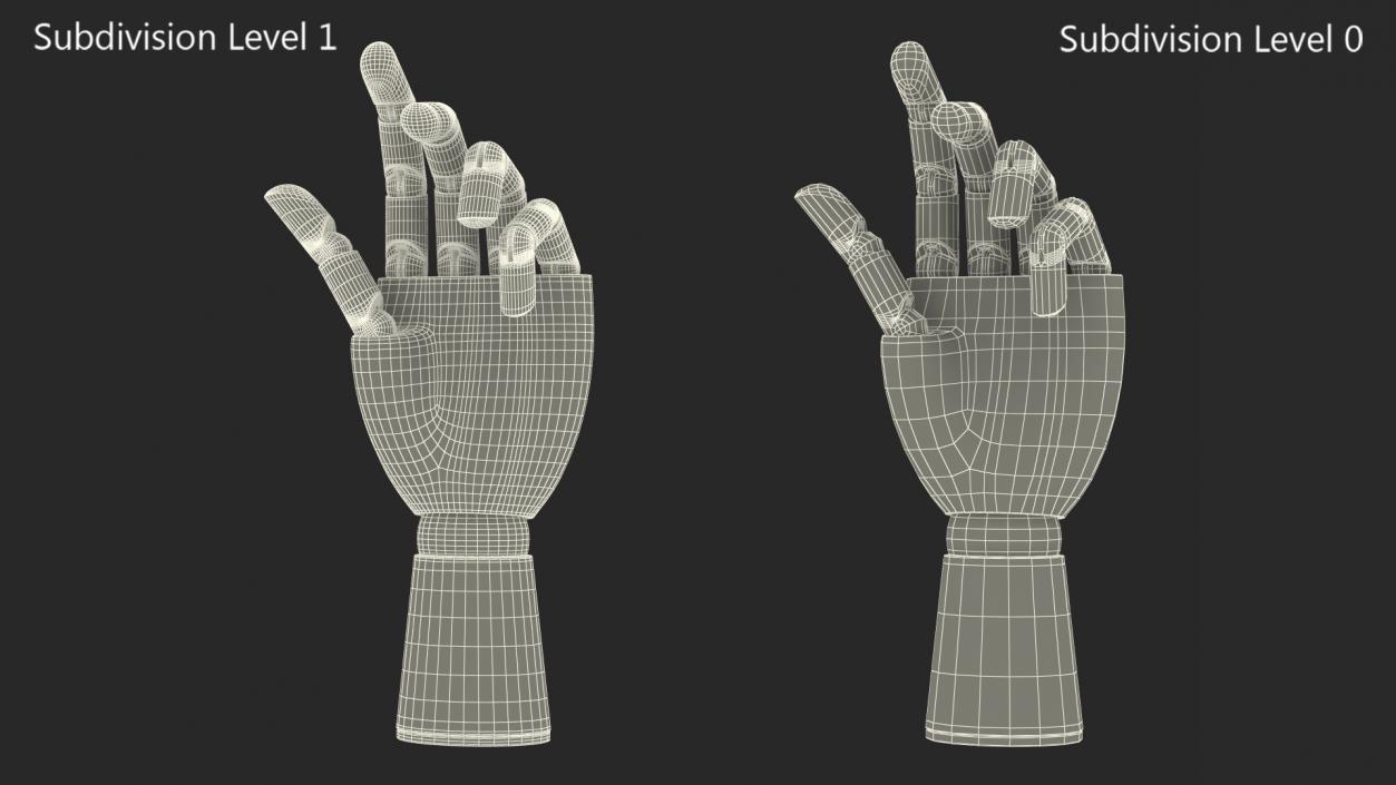 3D Drawing Hand Model Dark Wood Relaxed Pose