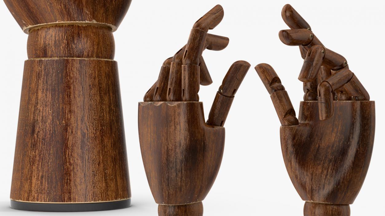 3D Drawing Hand Model Dark Wood Relaxed Pose