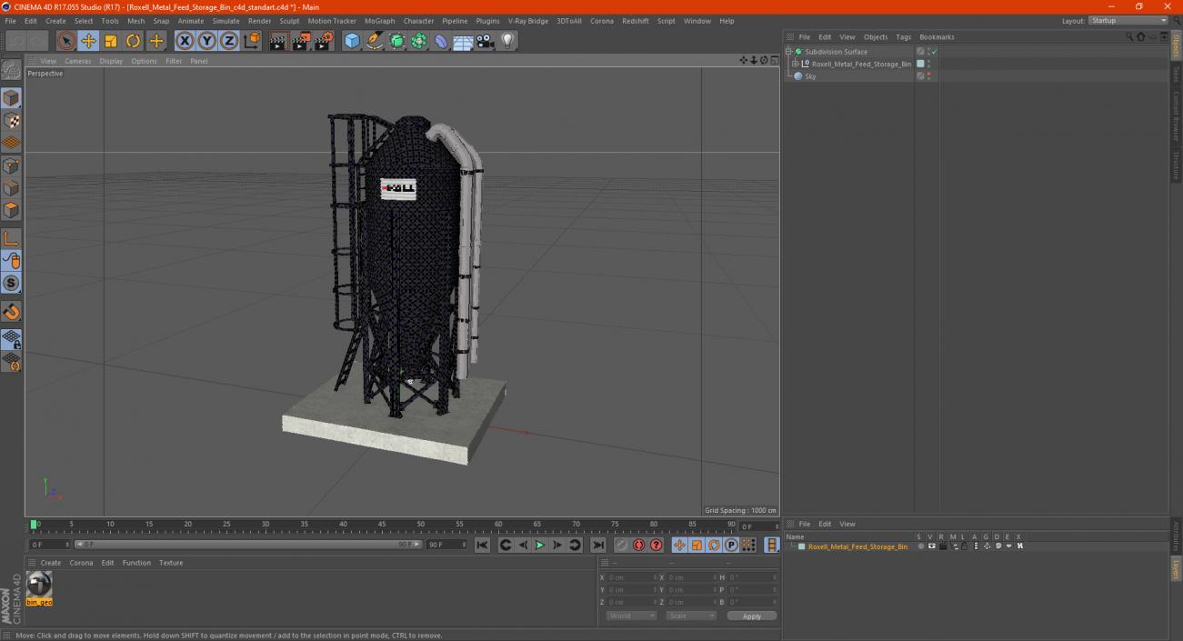 Roxell Metal Feed Storage Bin 3D model