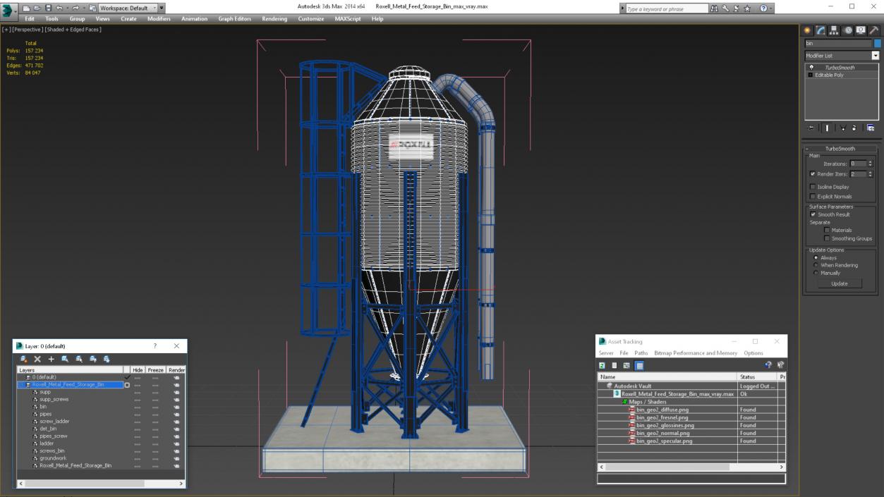 Roxell Metal Feed Storage Bin 3D model