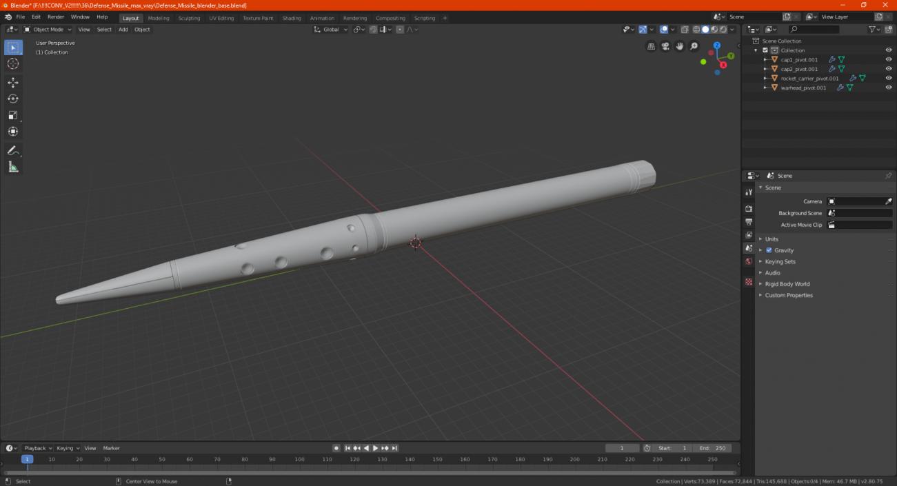 3D model Defense Missile