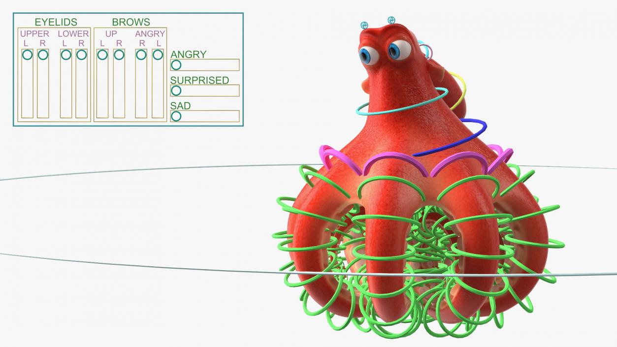 3D Octopus Cartoon Character Rigged for Maya