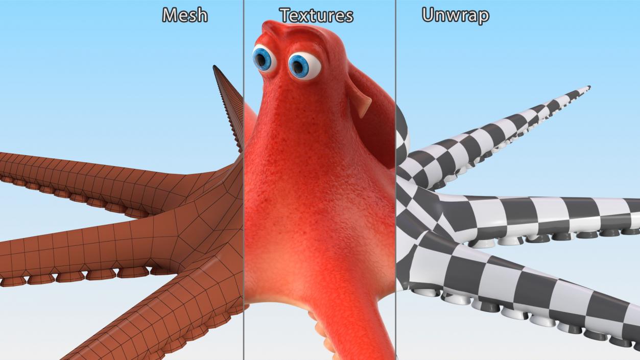 3D Octopus Cartoon Character Rigged for Maya