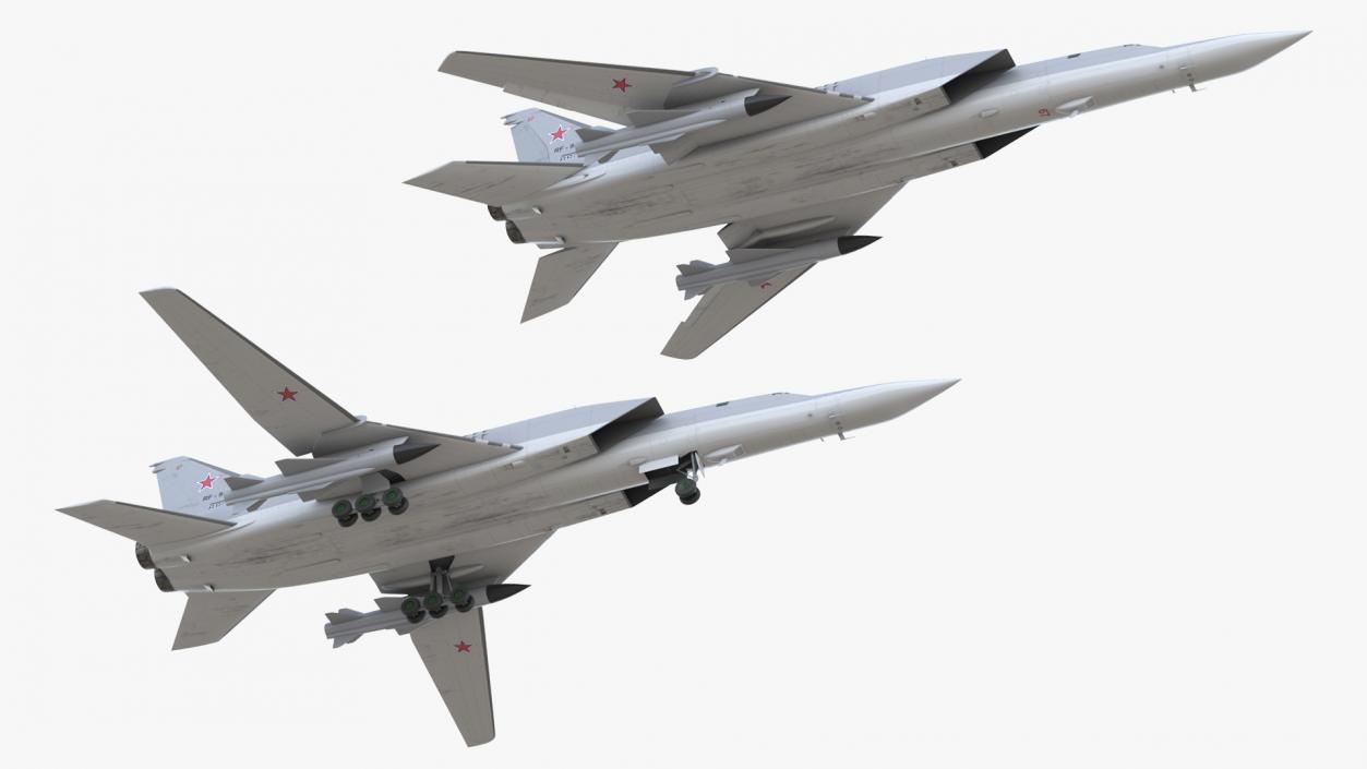 Supersonic Missile Carrier Tupolev Tu-22M Backfire Rigged 3D