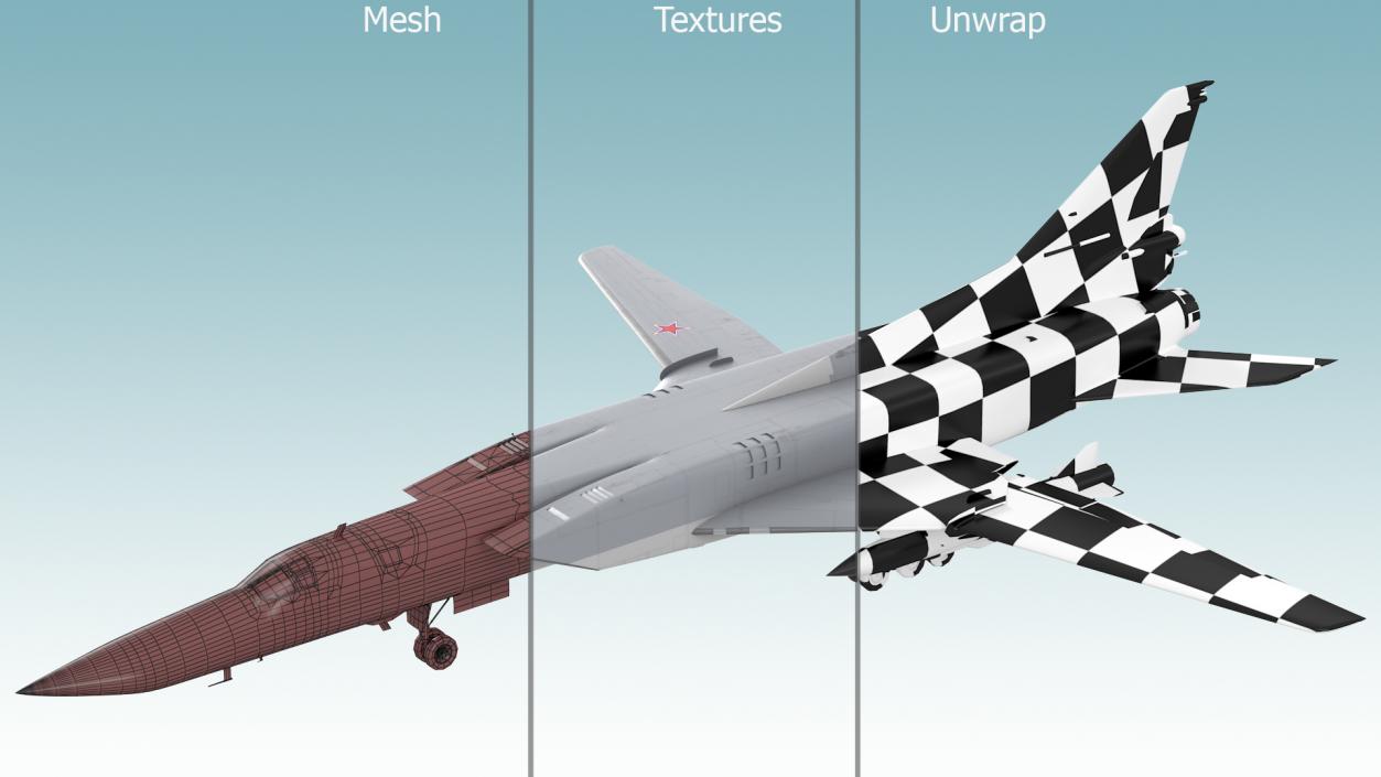 Supersonic Missile Carrier Tupolev Tu-22M Backfire Rigged 3D