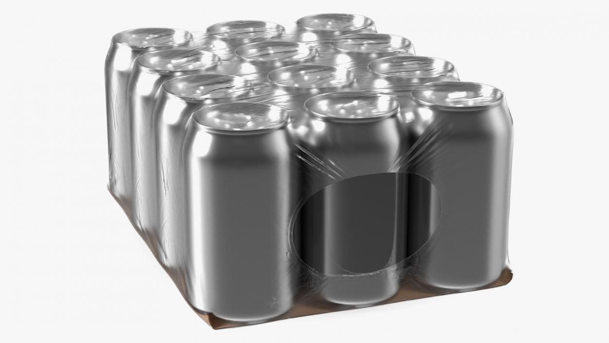 3D model Aluminium Can 330ml 12pcs Transparent Package