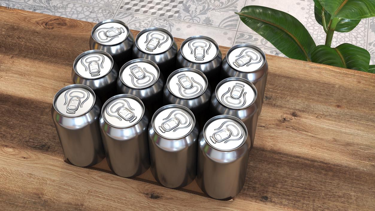 3D model Aluminium Can 330ml 12pcs Transparent Package