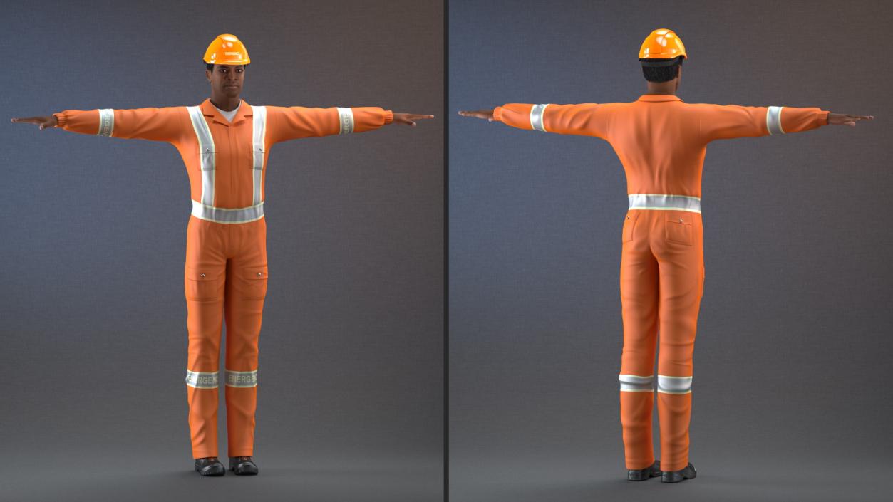 3D Light Skin Black Rescuer T Pose