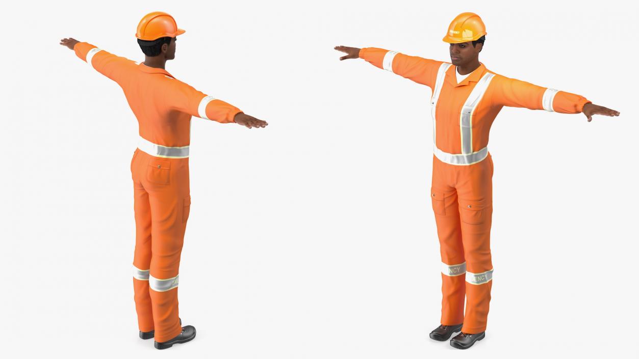 3D Light Skin Black Rescuer T Pose