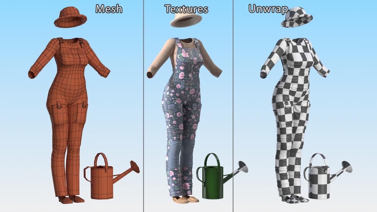 3D model Gardener Clothes Set for Women