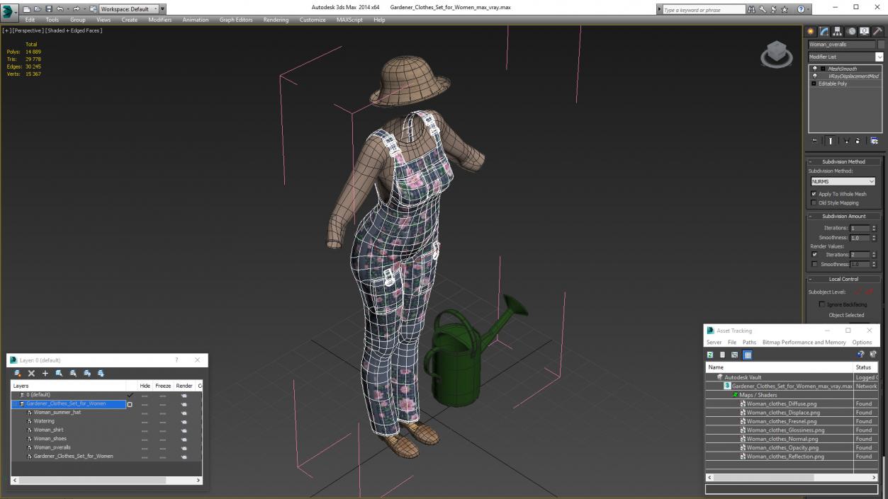 3D model Gardener Clothes Set for Women