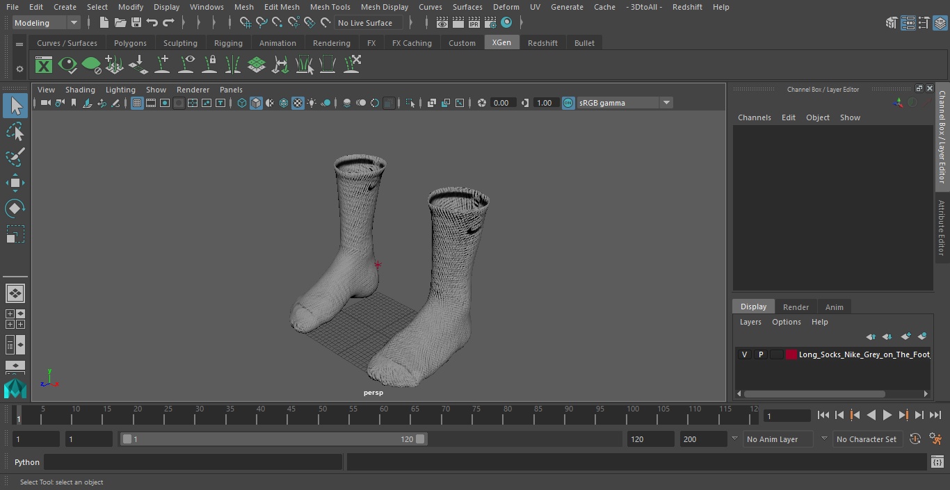 3D Long Socks Nike Grey on The Foot Standing