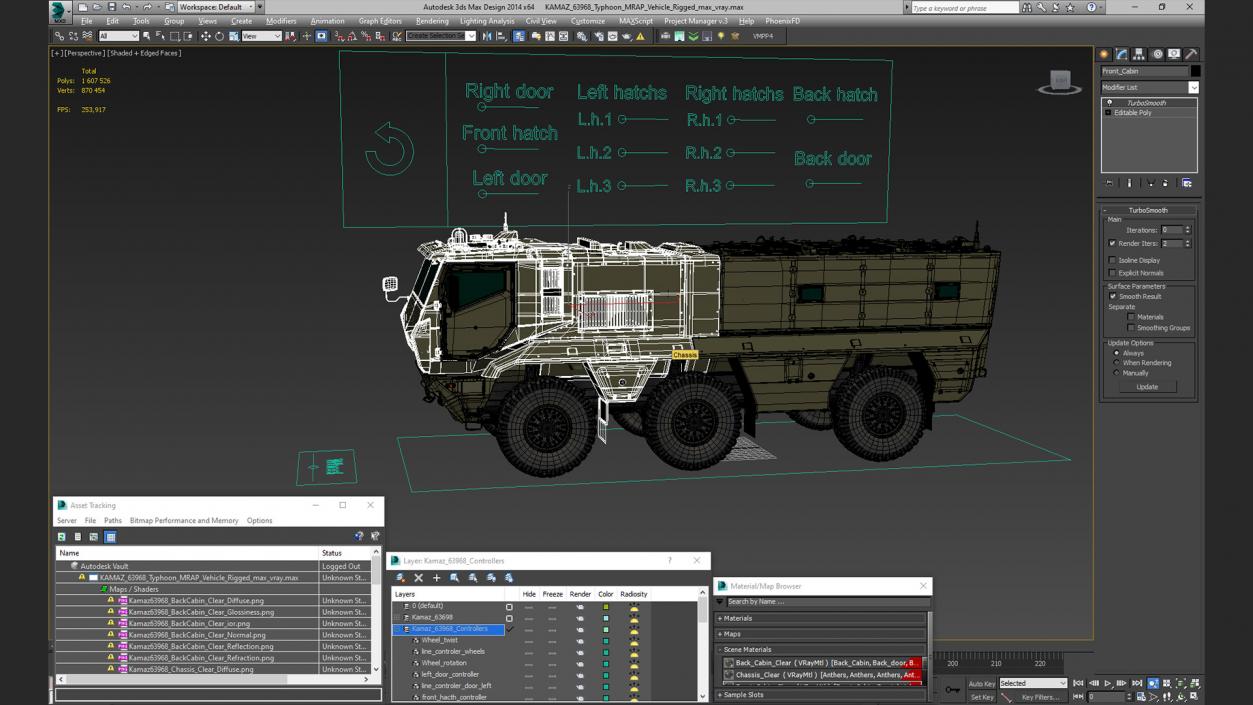 KAMAZ 63968 Typhoon MRAP Vehicle Rigged 3D model