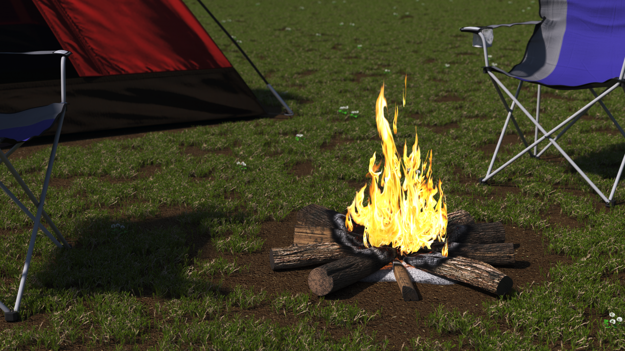 3D Campfire with Burning Logs 2 model