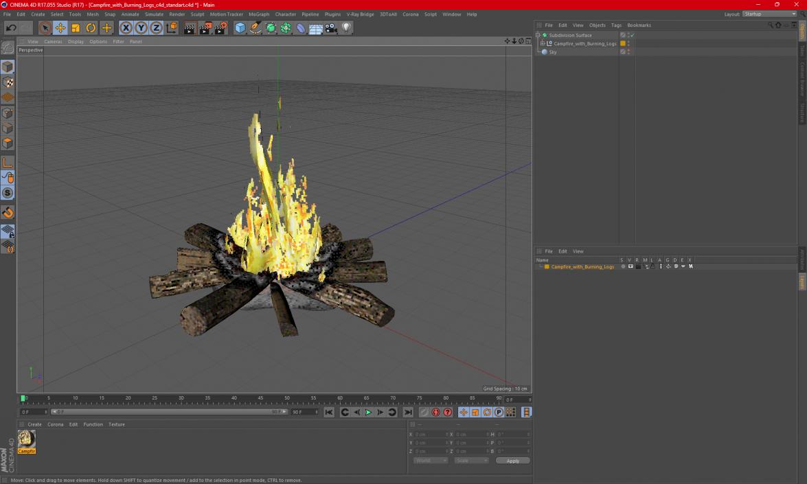 3D Campfire with Burning Logs 2 model