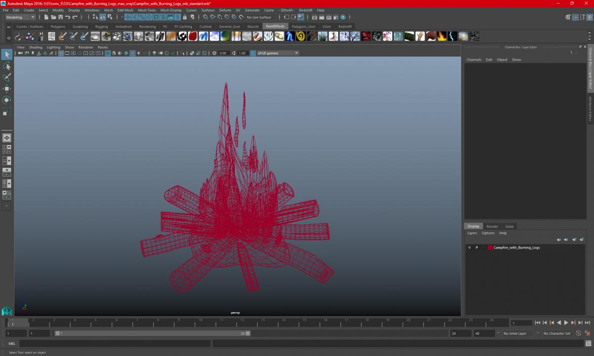 3D Campfire with Burning Logs 2 model