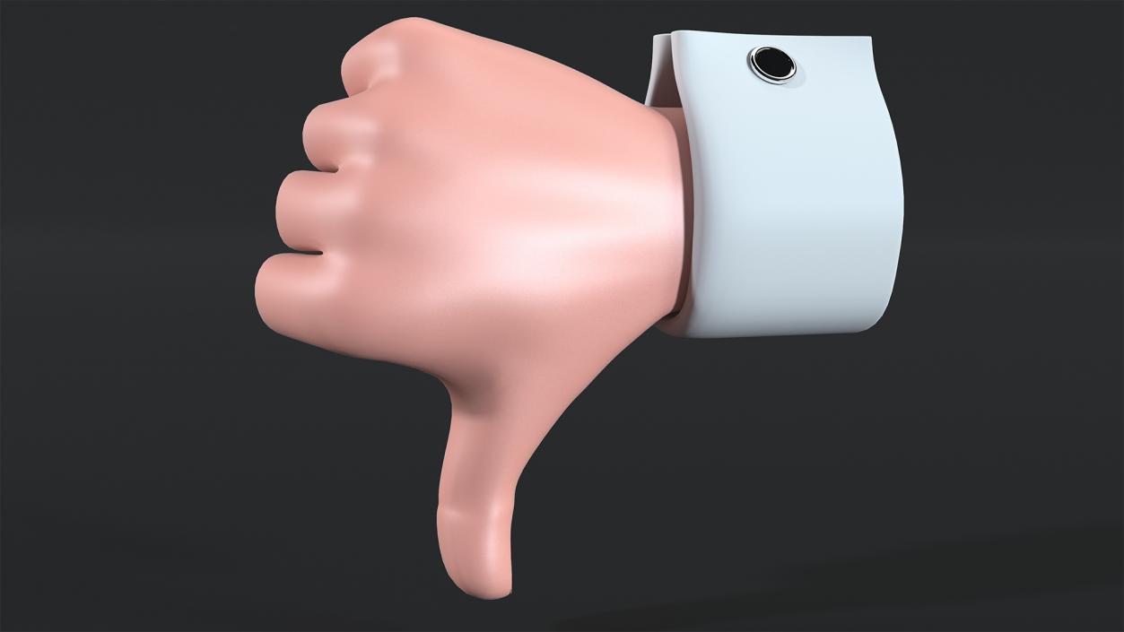 3D Cartoon Man Hand Thumbs-Down Gesture