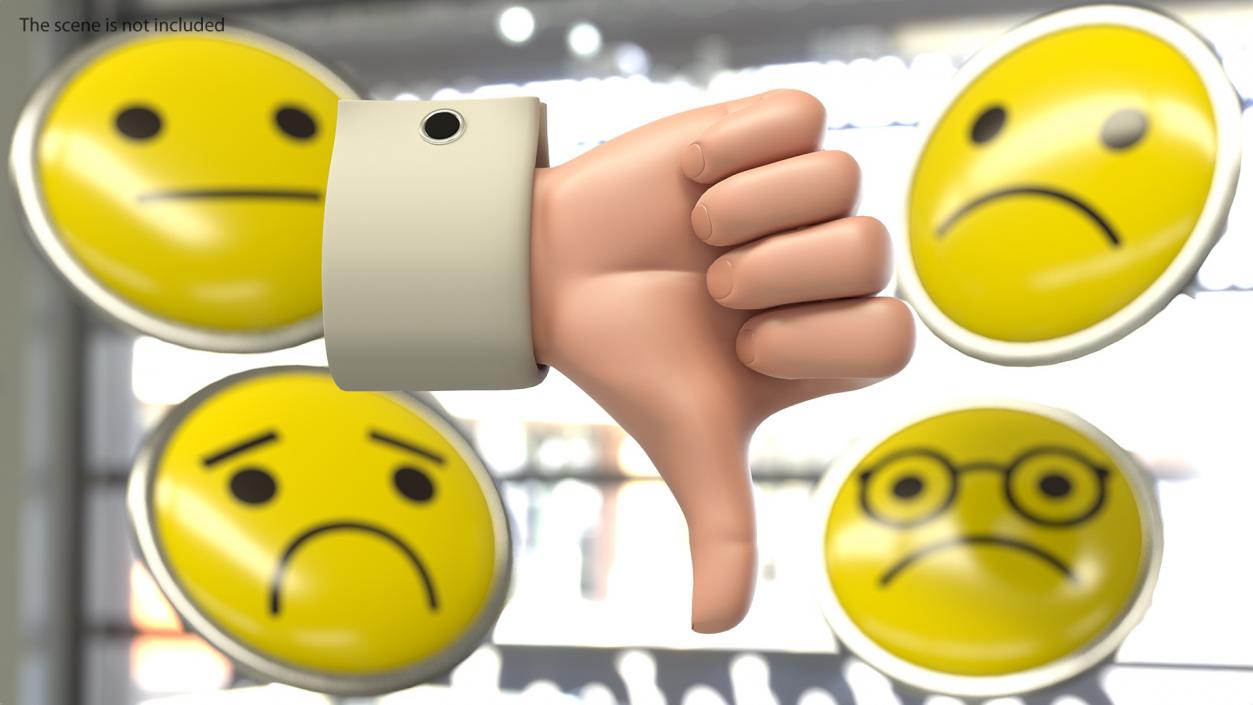 3D Cartoon Man Hand Thumbs-Down Gesture