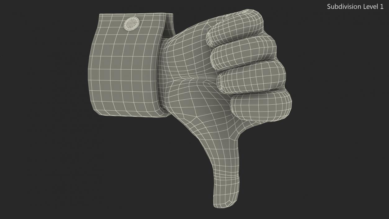 3D Cartoon Man Hand Thumbs-Down Gesture