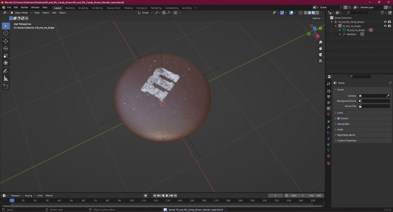 3D model M and Ms Candy Brown