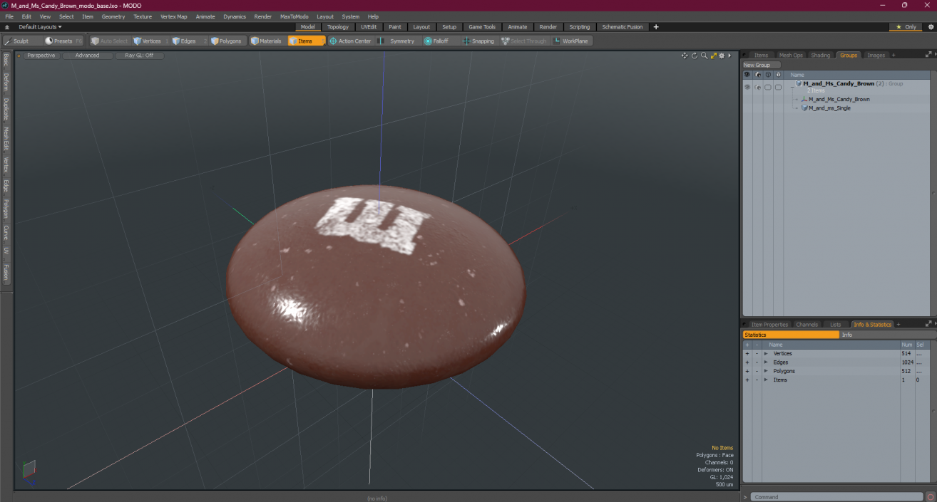 3D model M and Ms Candy Brown