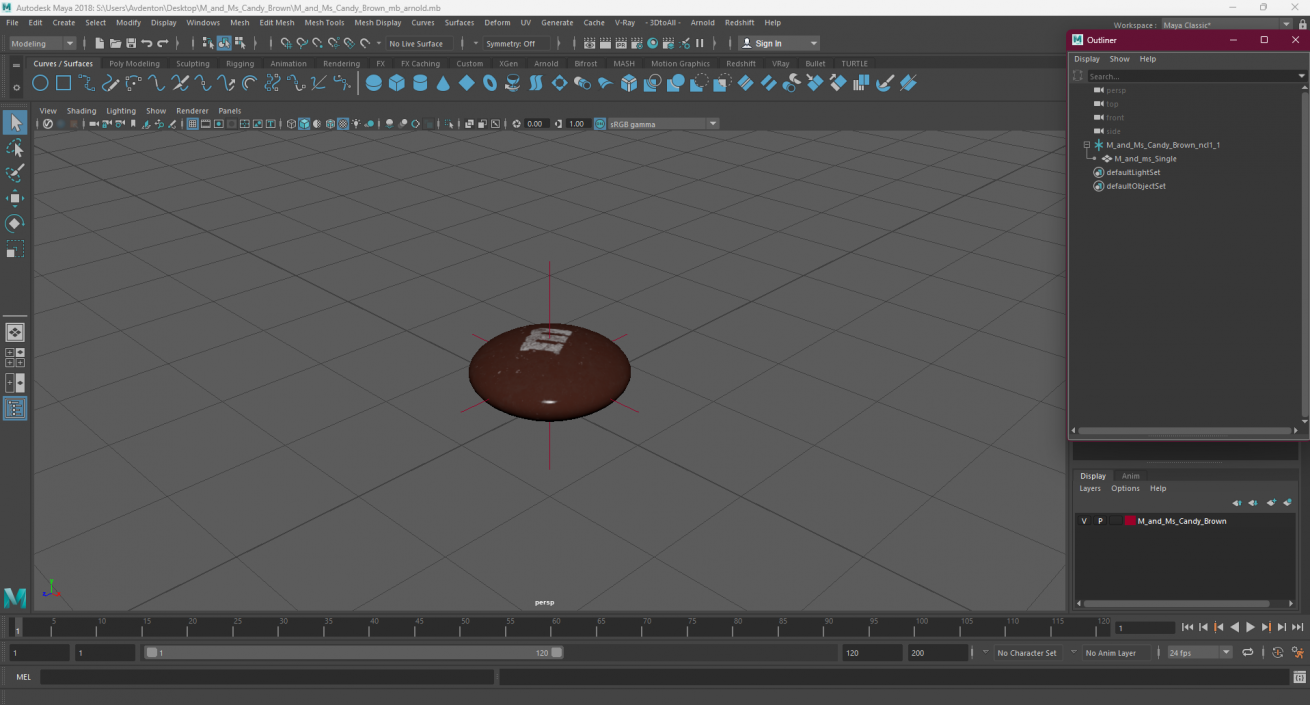 3D model M and Ms Candy Brown