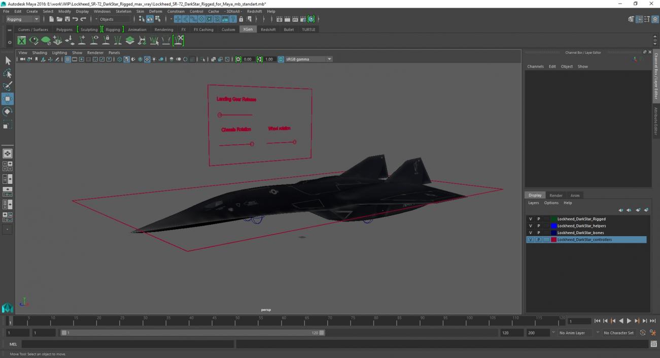 Lockheed SR-72 DarkStar Rigged for Maya 3D model