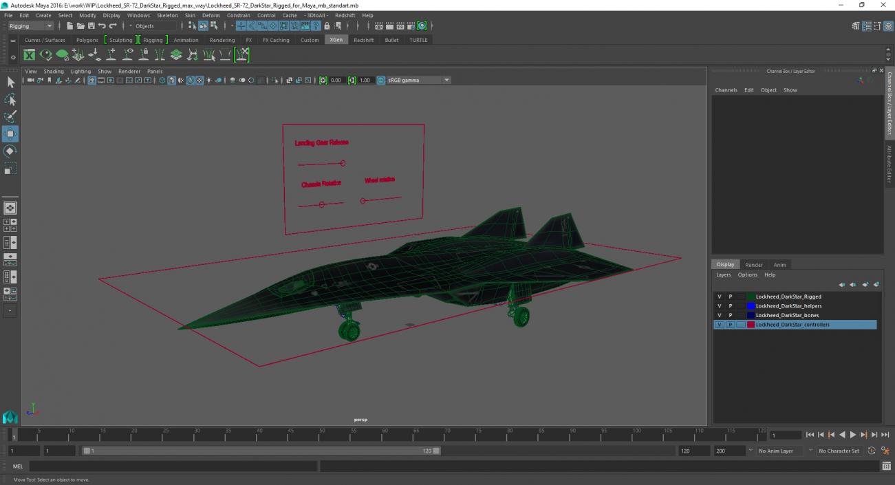 Lockheed SR-72 DarkStar Rigged for Maya 3D model