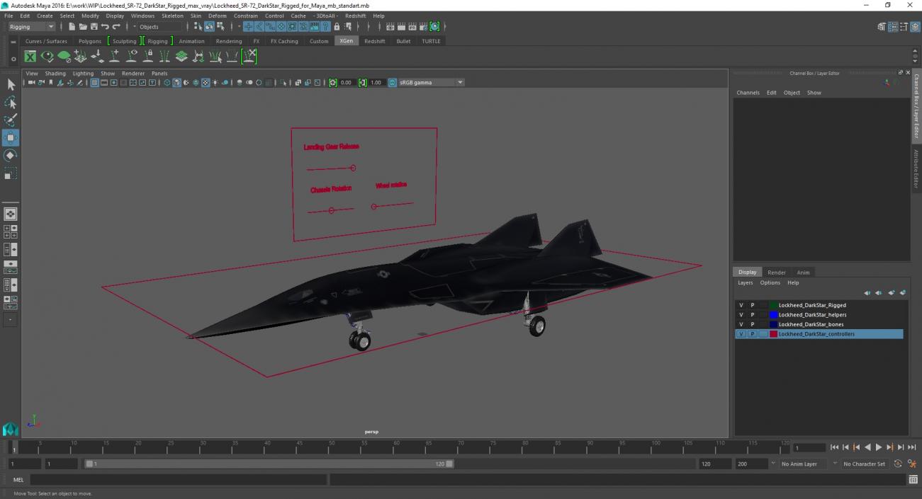 Lockheed SR-72 DarkStar Rigged for Maya 3D model