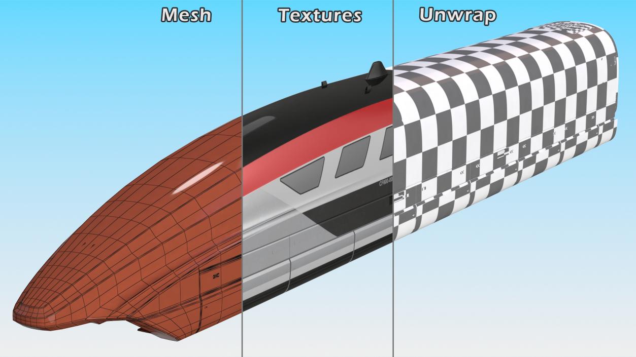 3D model Red Maglev Bullet Train Engine