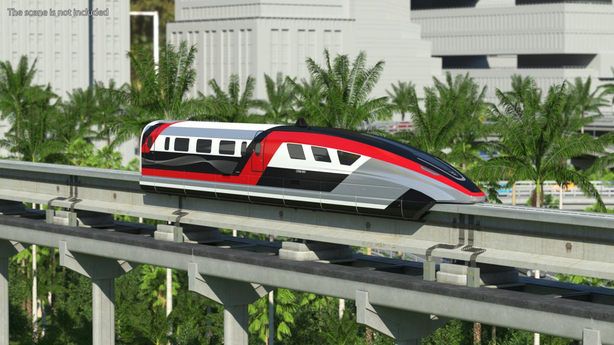 3D model Red Maglev Bullet Train Engine