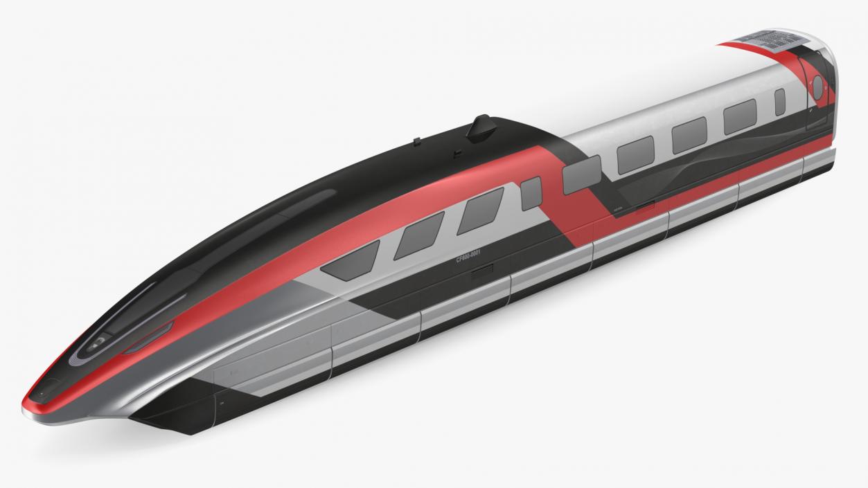 3D model Red Maglev Bullet Train Engine