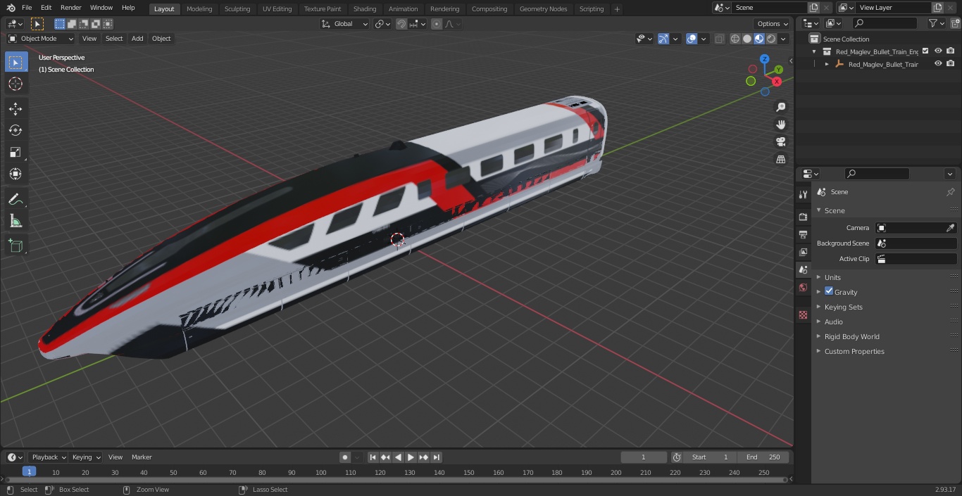 3D model Red Maglev Bullet Train Engine