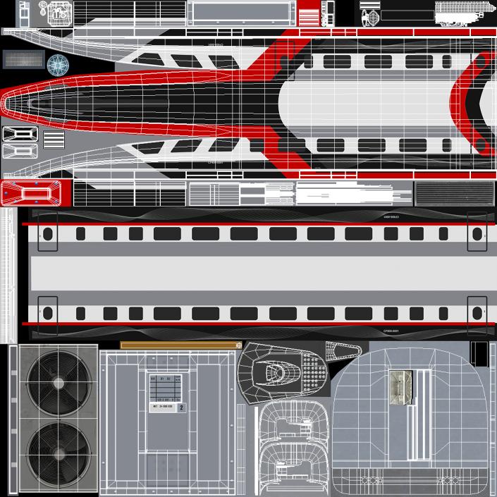 3D model Red Maglev Bullet Train Engine