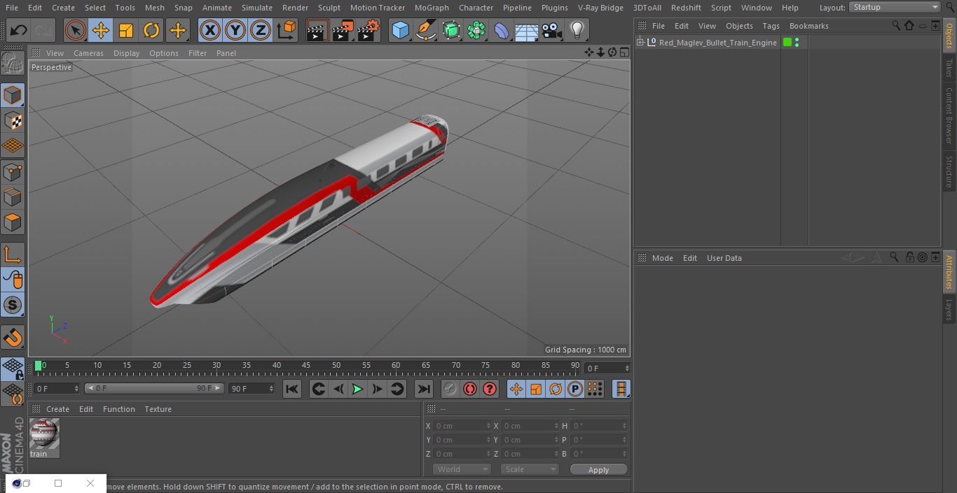 3D model Red Maglev Bullet Train Engine