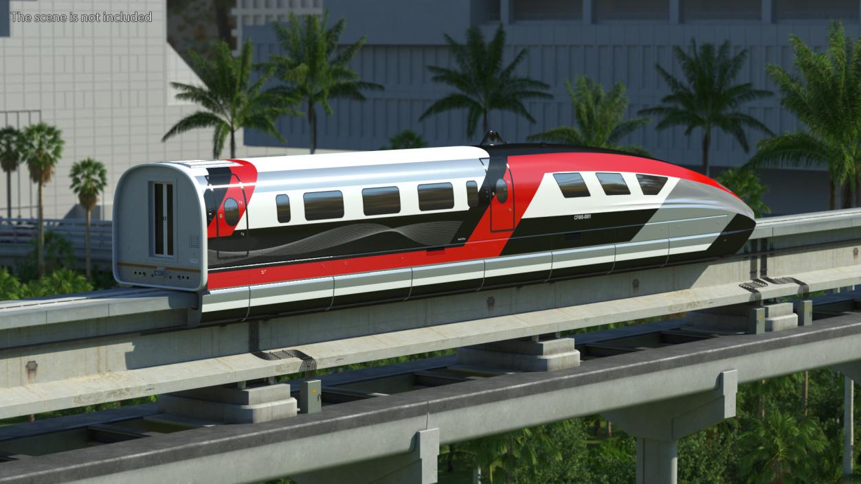 3D model Red Maglev Bullet Train Engine